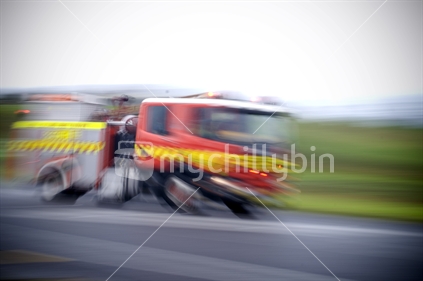 Fire engine in motion