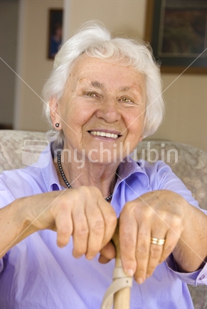 Happy elderly lady
