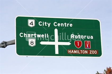 Hamilton road signage, State Highway 1