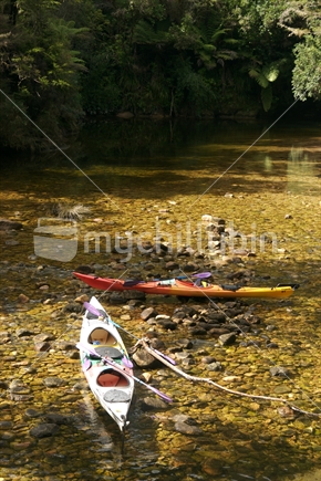 Two lone kayaks 