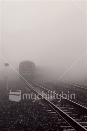 Auckland commuter train disappears in fog 