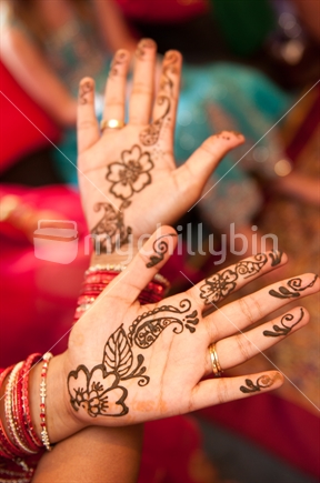 Henna hands in landscape