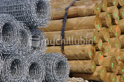 Stack of fencing materials