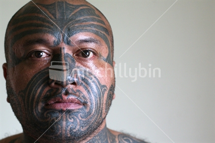 Maori man with moko and tattoos

**Please note: Photographer requests no billboard usage for this image**