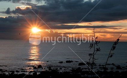 Sunset at the beach, Taranaki