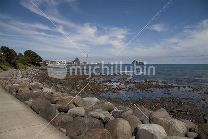 Rocky walkway by the sea, New Plymouth, New Zealand