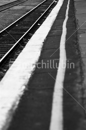 Railway at Parnell with white paint on the platform, New Zealand