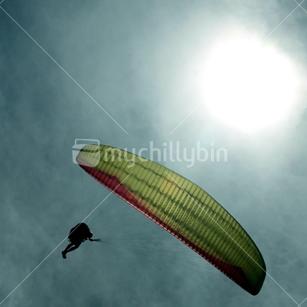 Paraglider, against the sun