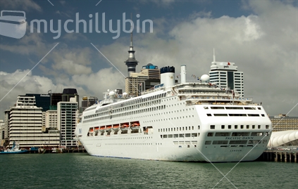 Cruise Liner Pacific Dawn berthed at Auckland's Queen's Wharf