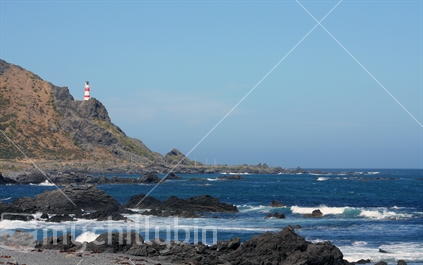 Cape Palliser with lighthouse in the background