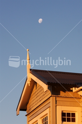 Detail of Victorian house with moon, New Zealand