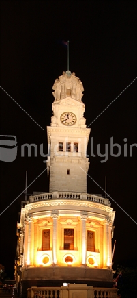 Auckland's historic town hall at night, New Zealand
