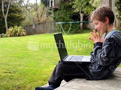 Teenager with laptop
