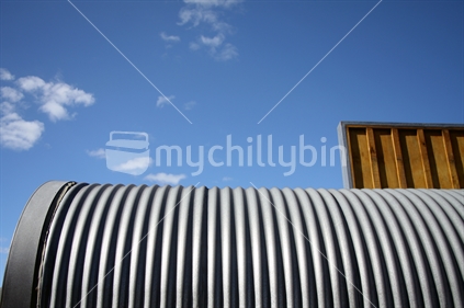 Corrugated iron building in Tirau, New Zealand