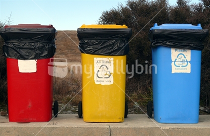 Recycling bins for aluminium, glass and plastic  glass