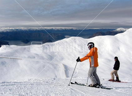 Two skiers at Treble Cone