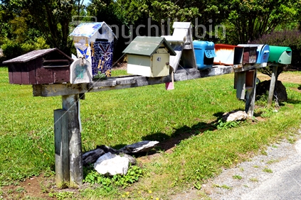 A line of rural letterboxes