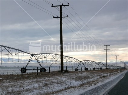 Irrigation system along main highway, Otago