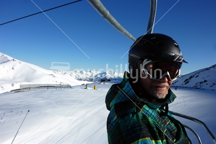 Man on The Remarkables chairlift
