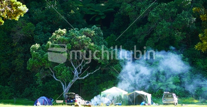 Fire at campsite