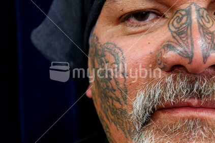 Bearded and tattooed Maori male