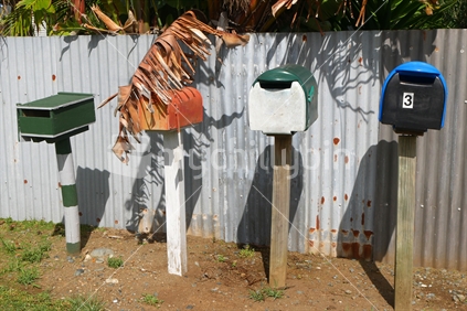 Letterboxes in  a rural town