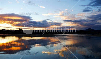 Sunset over estuary at Karatane, Otago