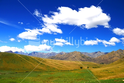 Looking out over hills and blue sky at Molesworth Station