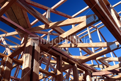 Wooden framing of house being built