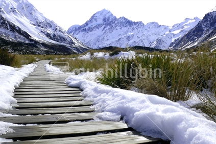 Boardwalk up to Hooker glacier, Mt Cook, New Zealand