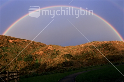 A general view of a rainbow on the Kapiti Coast.