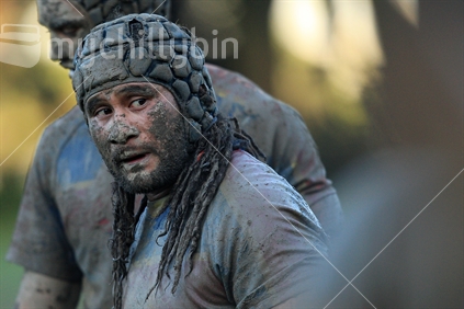 A player looks on during a rugby game in Wellington