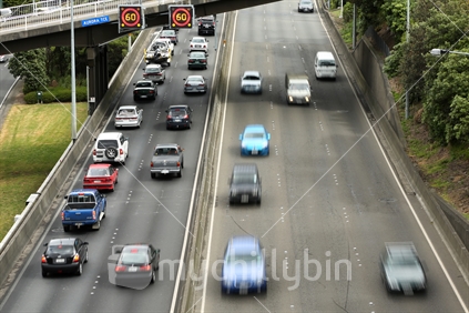 Traffic in motion on the Wellington motorway.