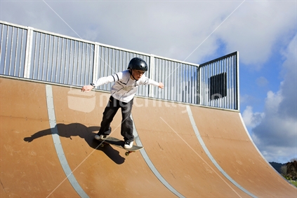 Skateboarder on ramp