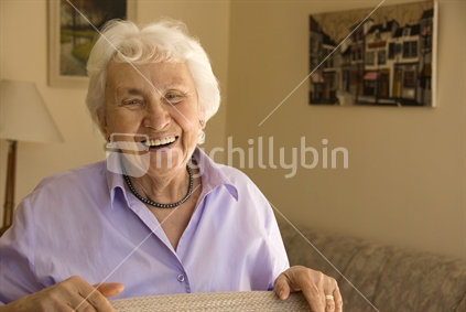 Sweet elderly lady smiling
