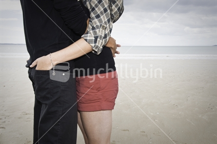 Young couple embrace