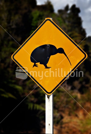 Kiwis Crossing Road Sign