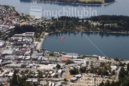 Lake Wakatipu, with paraglider.