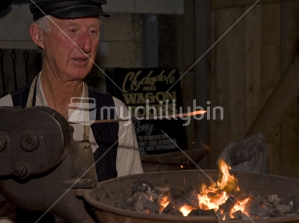 Blacksmith in historical district of Oamaru, New Zealand