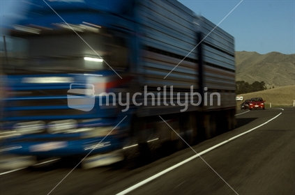 Movement of truck driving down motorway