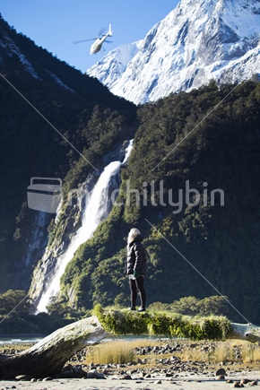 Blonde Tourist, Milford Sound Waterfall and Sightseeing Helicopter
