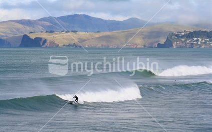 Surfer at New Brighton beach, Christchurch