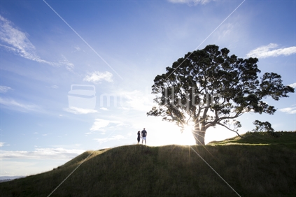 couple at sunset, One Tree Hill, Auckland