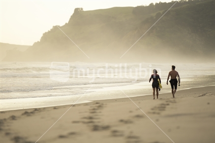 Two Surfers Pakiri beach Northland