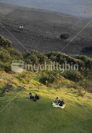 People having picnic at Muriwai beach Auckland