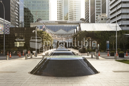 Empty Britomart train station and buildings in Auckland's CBD