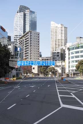 Quiet Auckland city streets during Coronavirus pandemic