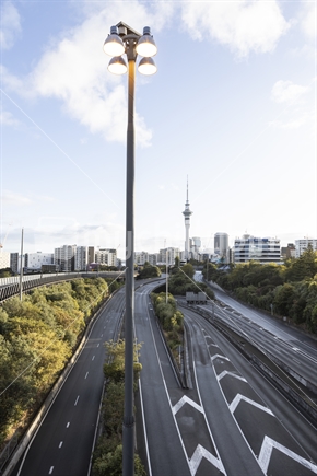 Quiet Motorway with no cars in Auckland city