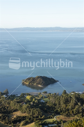 Whangarei Heads island and blue water
