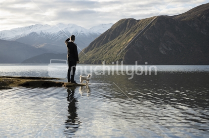 Man and his pet dog, South Island